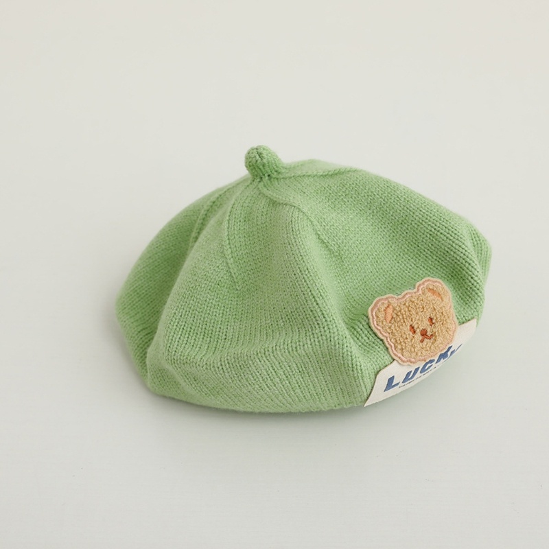 Mũ beret Dệt Kim Hình Gấu Có Thể Điều Chỉnh Thoải Mái Cho Bé