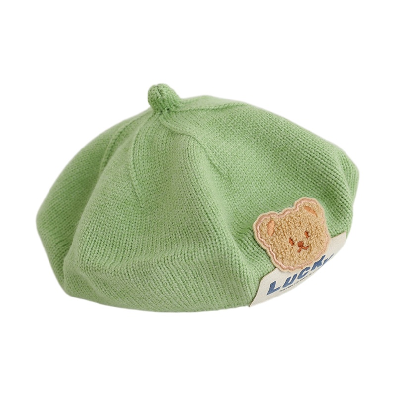 Mũ beret Dệt Kim Hình Gấu Có Thể Điều Chỉnh Thoải Mái Cho Bé