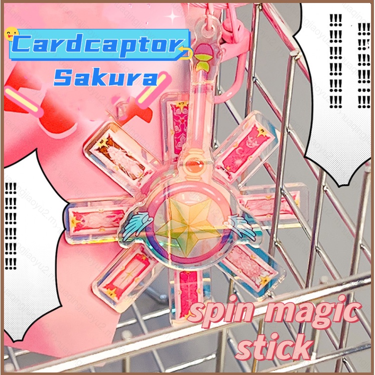 Hqy2 Móc Khóa acrylic Xoay Được Họa Tiết Hoạt Hình Thủ Lĩnh Thẻ Bài sakura