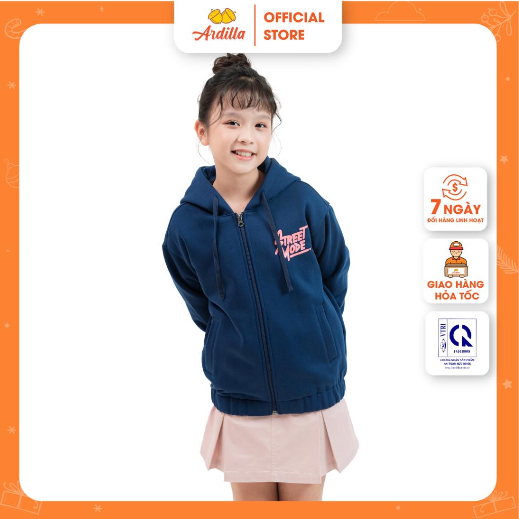 Áo Hoodie có mũ kéo khóa bé gái ARDILLA vải nỉ dày dặn, giữ nhiệt tốt, màu sắc cá tính cho bé gái tuổi Teen TB8606