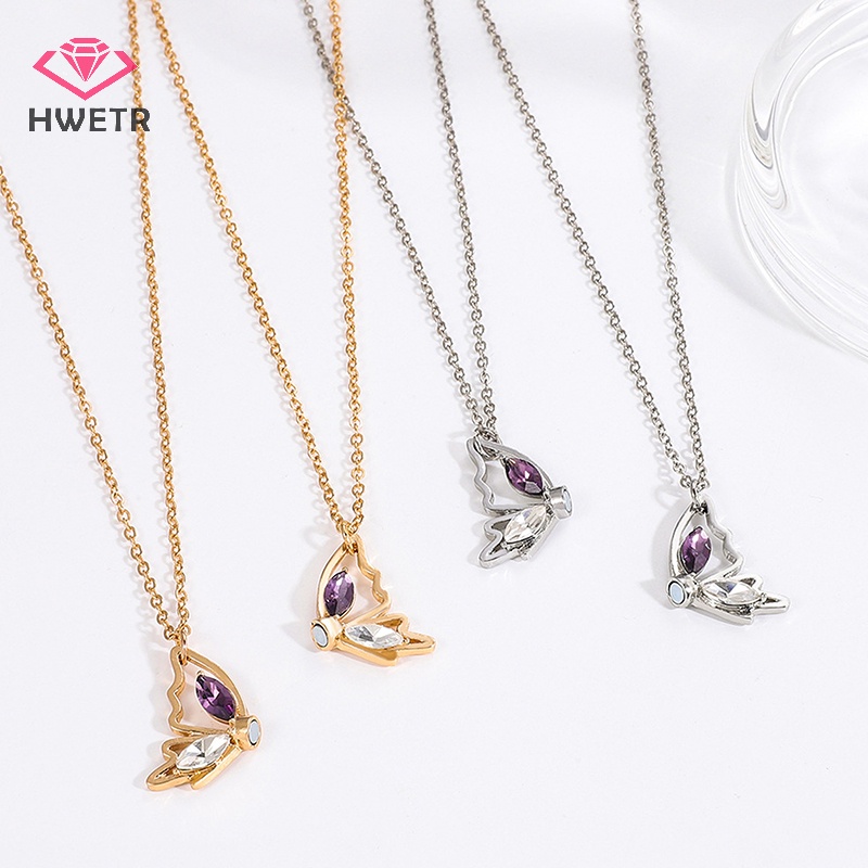 Vòng cổ Tình Bạn Mặt Hình Bướm Đính Pha Lê Từ Tính Thời Trang Cho Cặp Đôi Mới