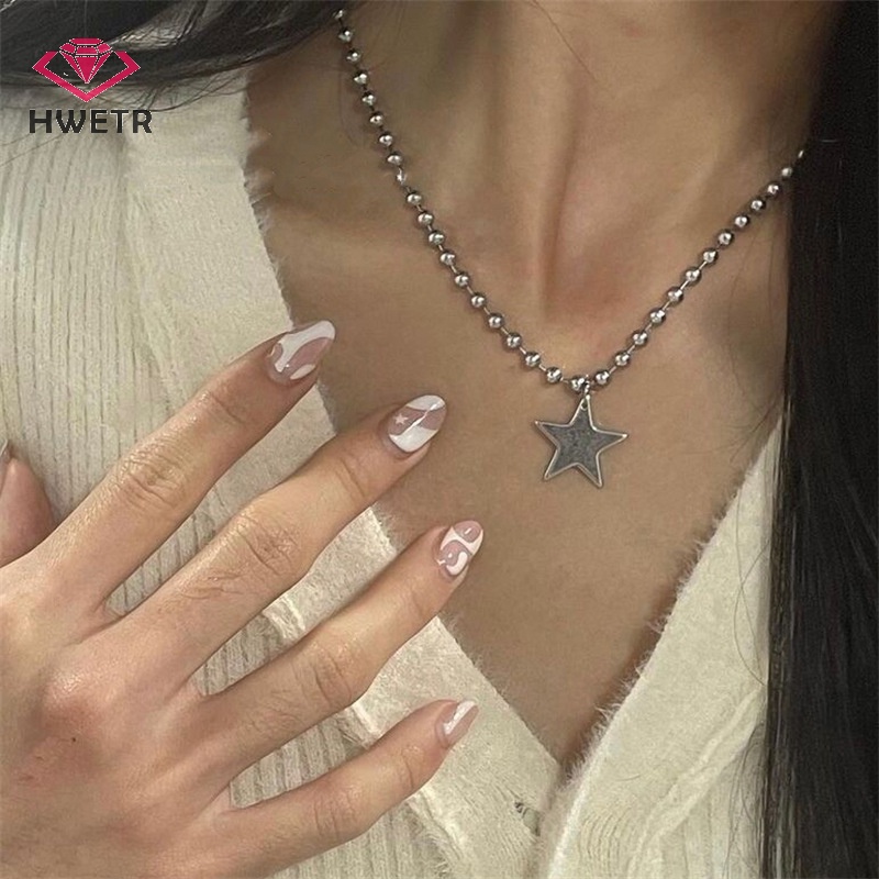 Vòng cổ Bằng Thép Titan Mặt Ngôi Sao Phong Cách hip hop Hàn Quốc y2k Thời Trang Cho Nam Và Nữ Mới