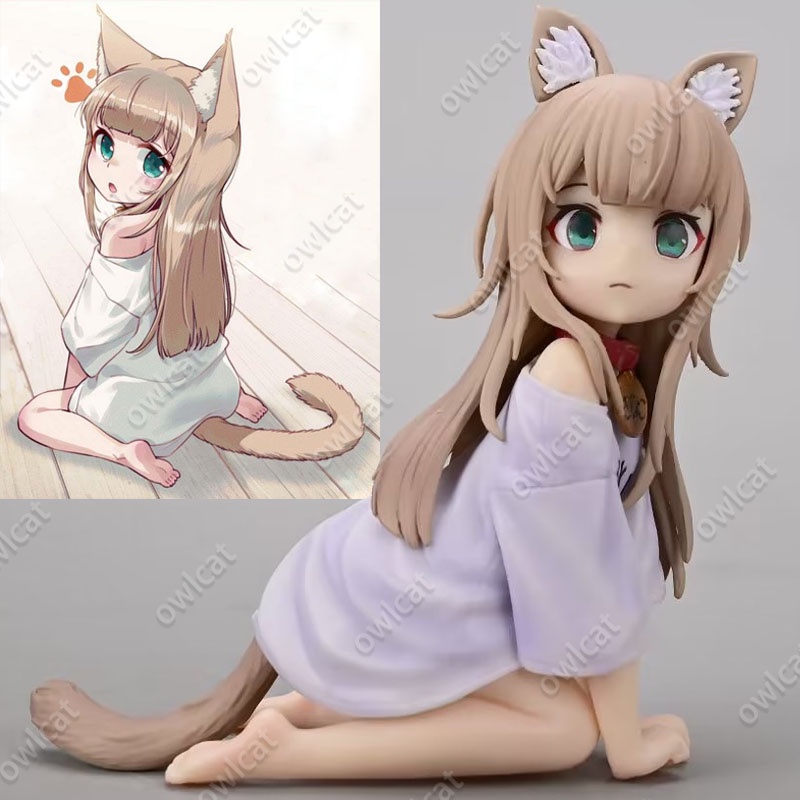 Mô Hình Nhân Vật My Cat Is a Kawaii Girl Kinako GK Ver. 1/7 Size 12cm Vivacious Influencer Catgirl Eating Fish Illustrator 40hara Comic illustration PVC Figure Packed in Box Model