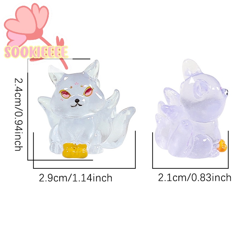 Tượng Cáo Chín Đuôi Dạ Quang mini Bằng Nhựa resin Phát Sáng Trong Bóng Tối Trang Trí Nhà Búp Bê diy