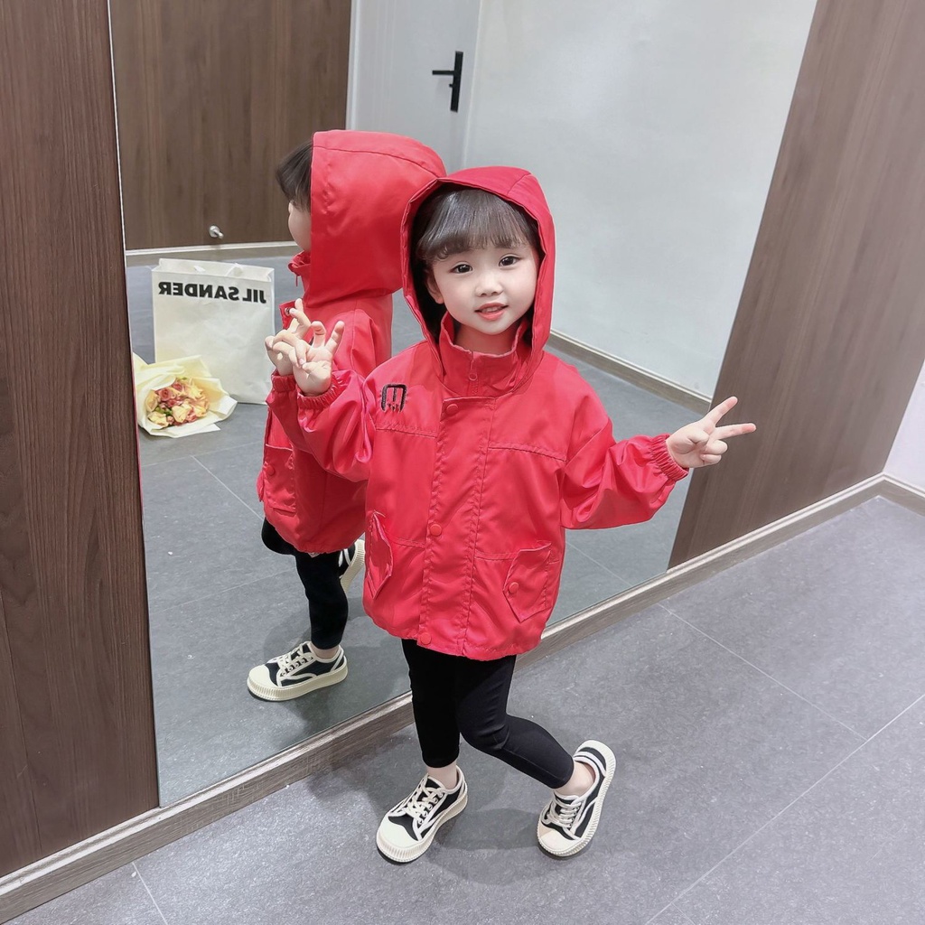 Áo Khoác Nữ Áo mưa cho bé gái 2023 Phong cách mới Hàn Quốc Quần áo trẻ em Top 5-6-7-9-10-11-12-13-14 Tuổi Cô gái trùm đầu