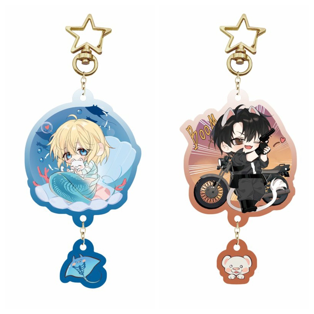 ( Mica trong acrylic) Móc khóa NHÂN NGƯ HÃM LẠC ver treo Bạch Sở Niên Rimbaud BL anime chibi xinh xắn dễ thương