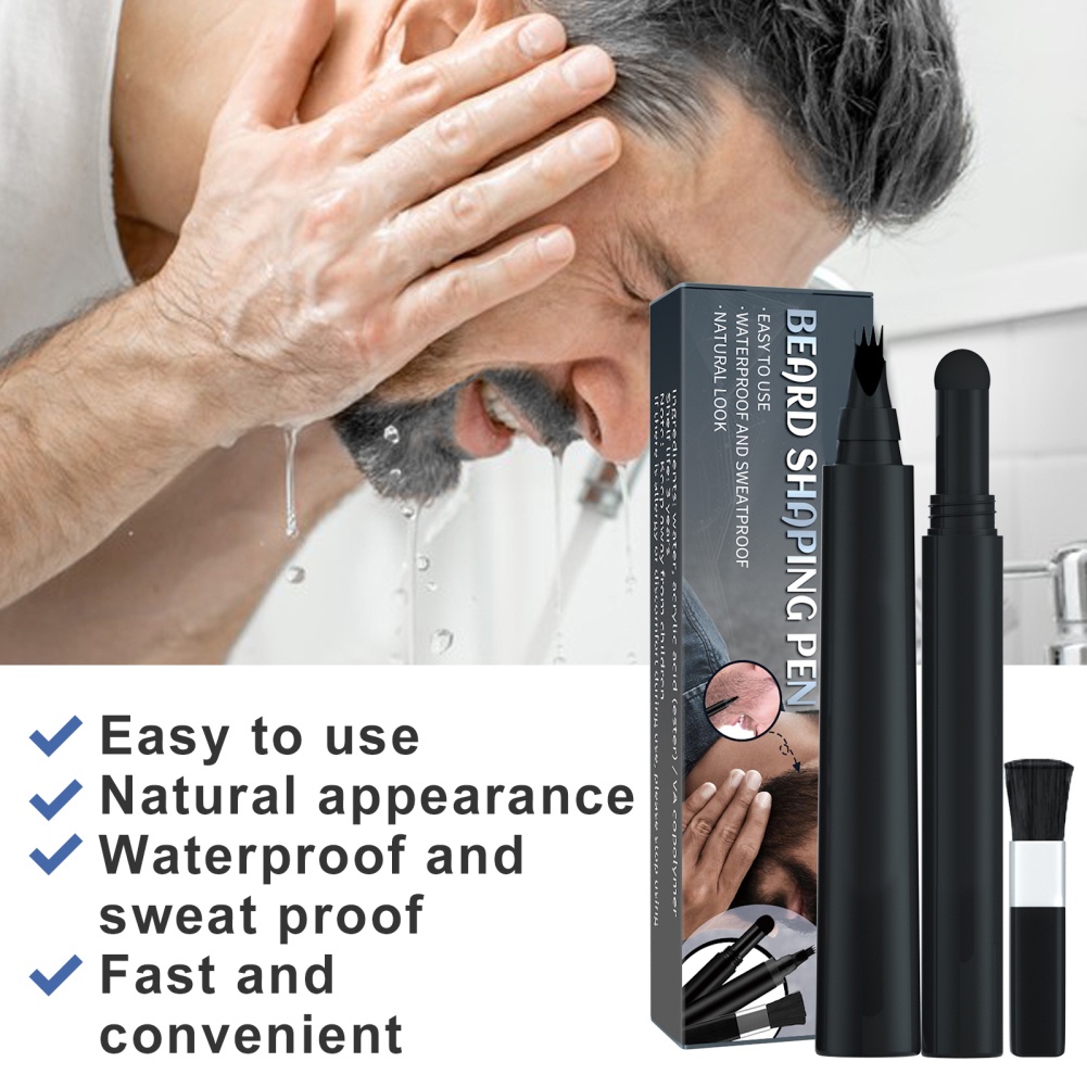 ♕ Filler Chăm sóc tóc và râu đen Thuốc nhuộm tóc Brush Shaper Tự nhiên tăng cường màu sắc cho nam Bút chì chải lông dùng một lần Thuốc nhuộm râu không thấm nước lâu dài UPBEST