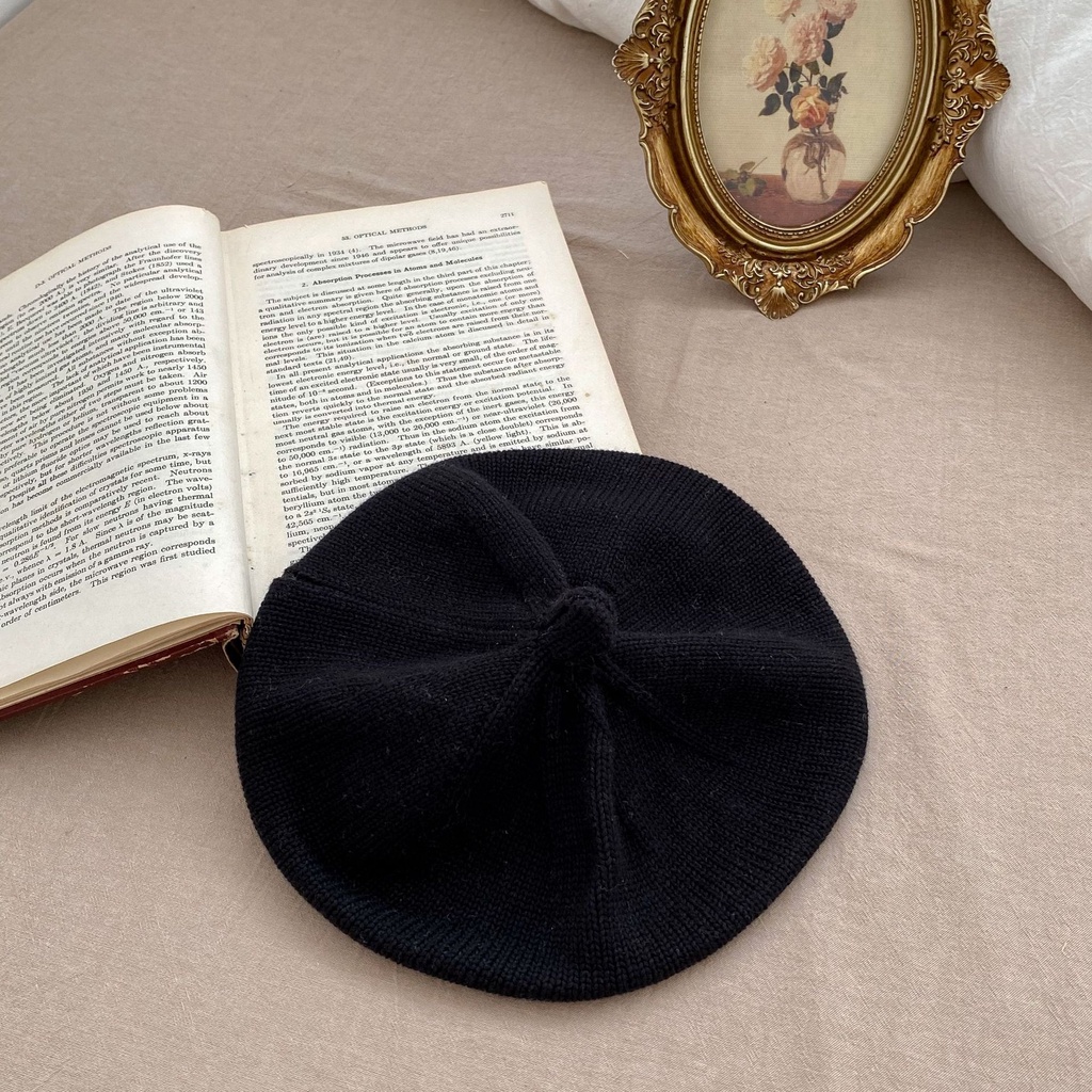 Mũ beret Len Dệt Kim Màu Trơn Phong Cách Hàn Quốc Cổ Điển Cho Bé Gái Sơ Sinh