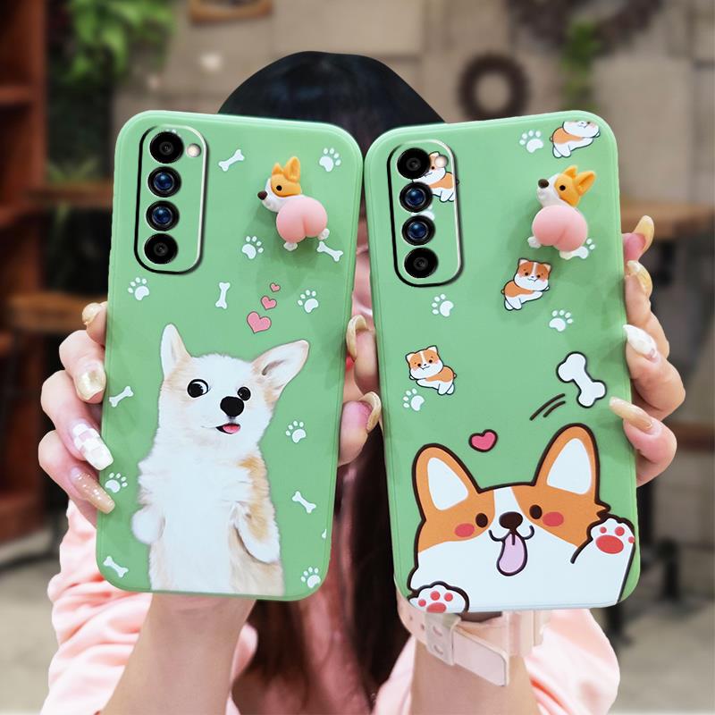 Protective case Rotating bracket Phone Case For OPPO Reno4 Pro 4G soft shell cute Cartoon Liquid silicone shell