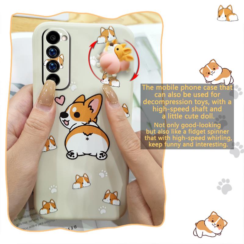 Protective case Rotating bracket Phone Case For OPPO Reno4 Pro 4G soft shell cute Cartoon Liquid silicone shell