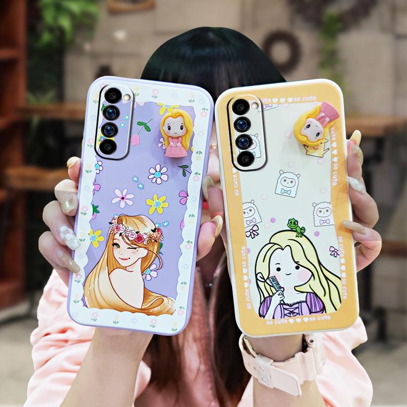 Protective case Rotating bracket Phone Case For OPPO Reno4 Pro 4G soft shell cute Cartoon Liquid silicone shell