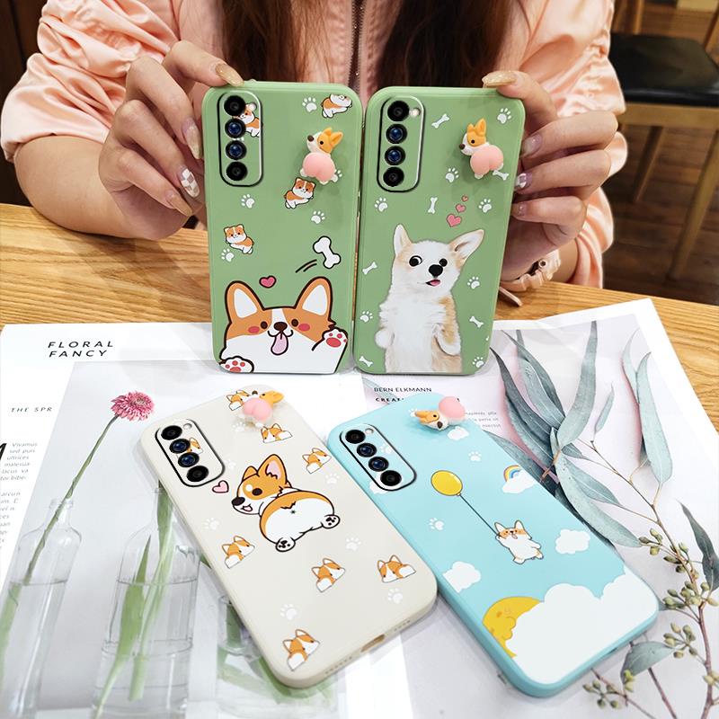 Protective case Rotating bracket Phone Case For OPPO Reno4 Pro 4G soft shell cute Cartoon Liquid silicone shell