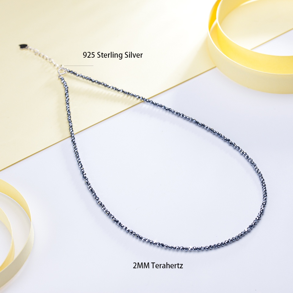 Vòng cổ Mặt Đá Tự Nhiên 2mm Bằng Bạc sterling 925 Cho Nữ
