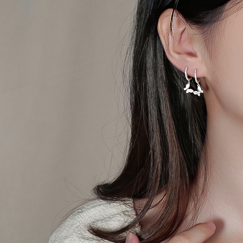Bông Tai Mạ Bạc 925 Hình Bướm Đính Đá zircon Phong Cách vintage
