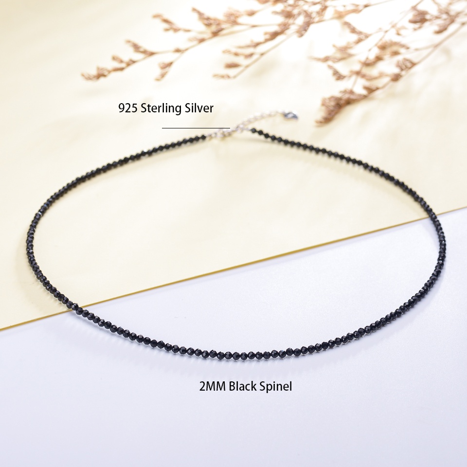 Vòng cổ Mặt Đá Tự Nhiên 2mm Bằng Bạc sterling 925 Cho Nữ