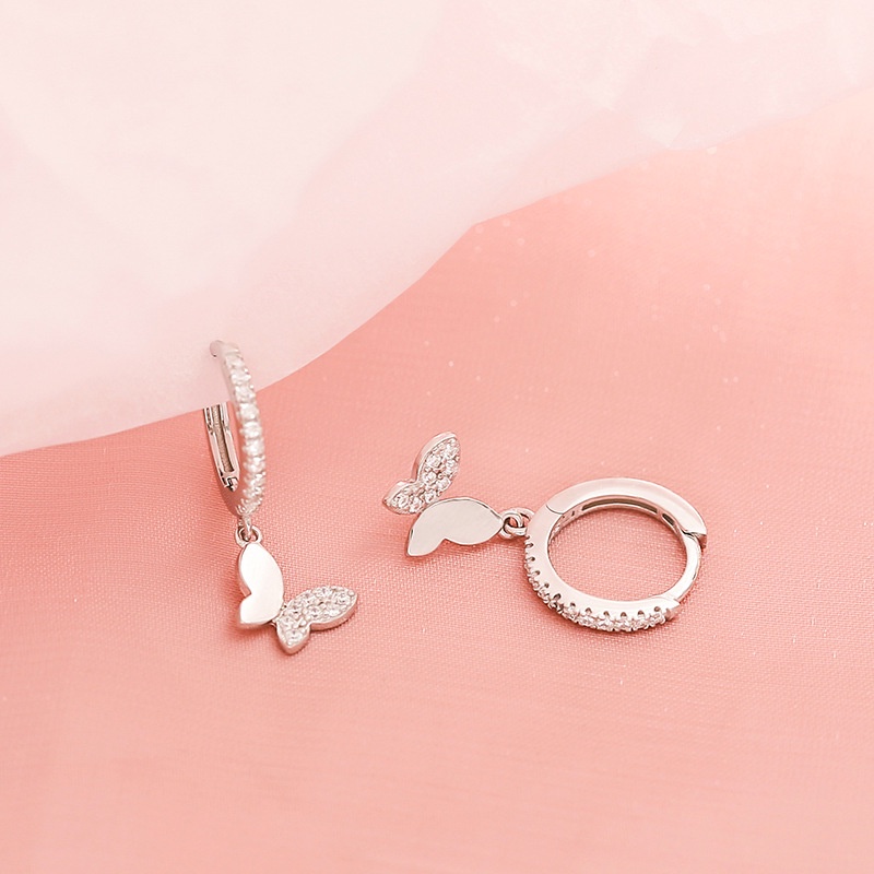 Bông Tai Mạ Bạc 925 Hình Bướm Đính Đá zircon Phong Cách vintage
