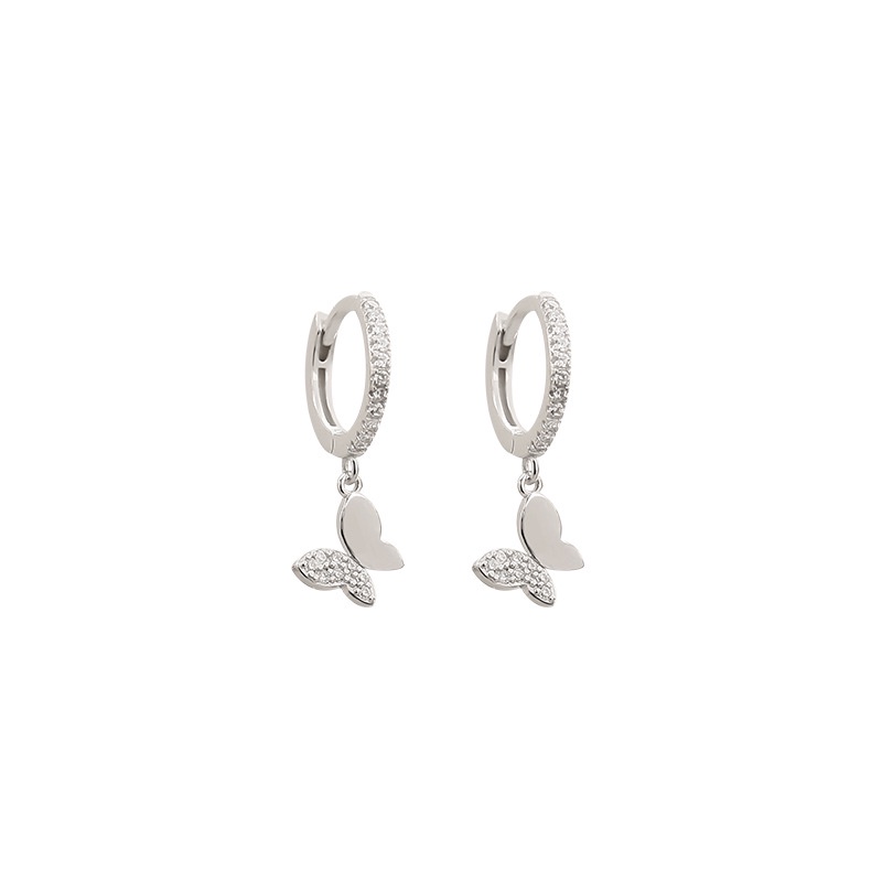 Bông Tai Mạ Bạc 925 Hình Bướm Đính Đá zircon Phong Cách vintage
