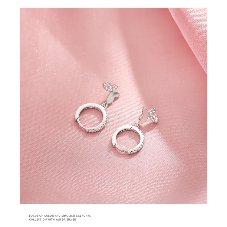 Bông Tai Mạ Bạc 925 Hình Bướm Đính Đá zircon Phong Cách vintage