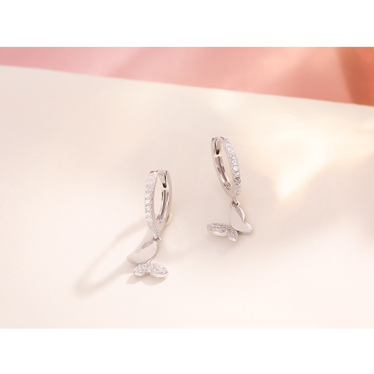 Bông Tai Mạ Bạc 925 Hình Bướm Đính Đá zircon Phong Cách vintage