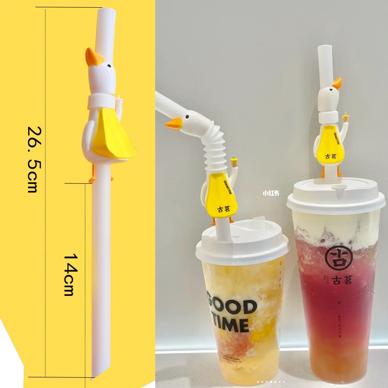 Ống hút ống lồng ngỗng trắng lỗ lớn dễ thương Ống hút nhựa tái sử dụng -Rosser2