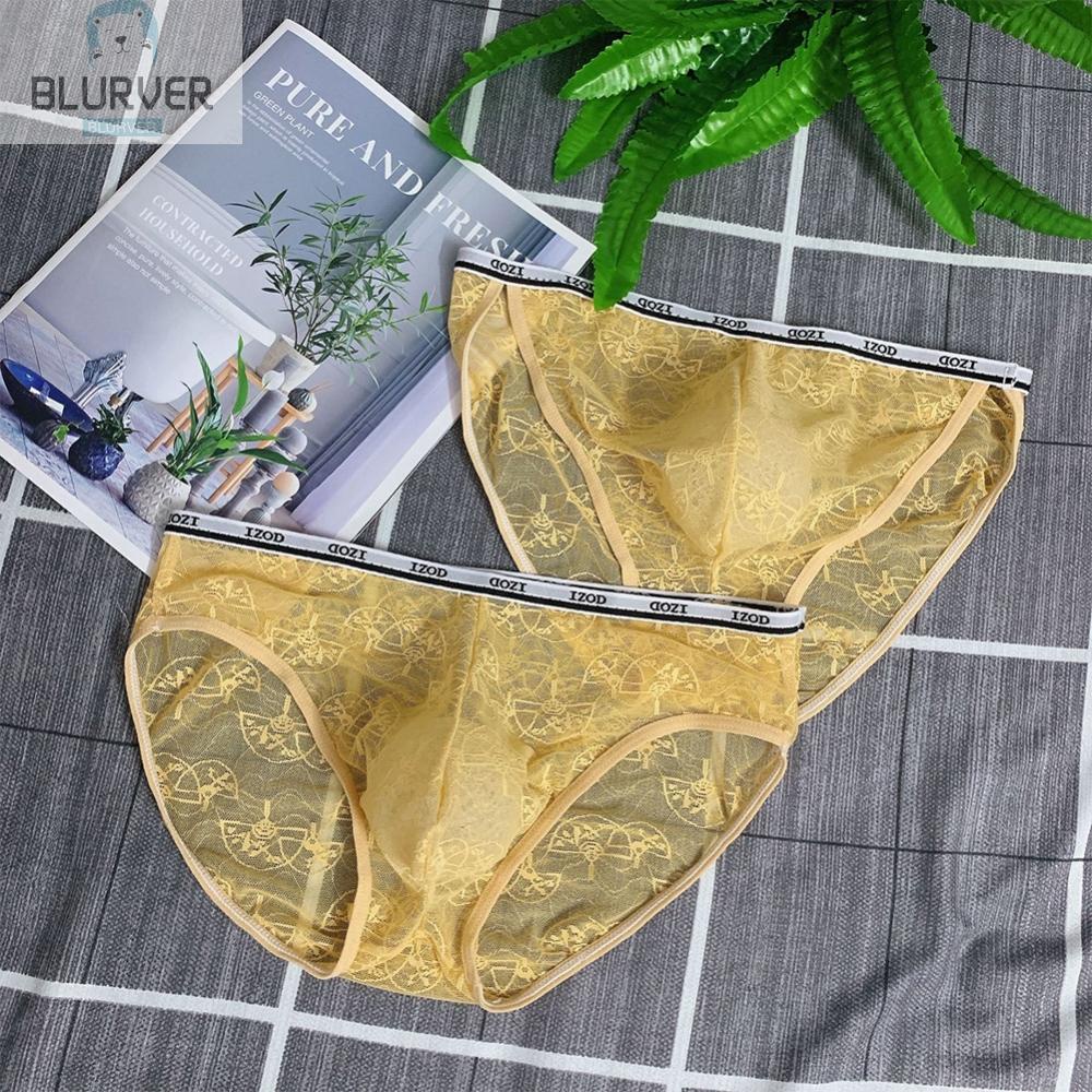 Quần Lót Nam Phối Ren Màu Hồng / Đen / Vàng / Vàng size l 2xl