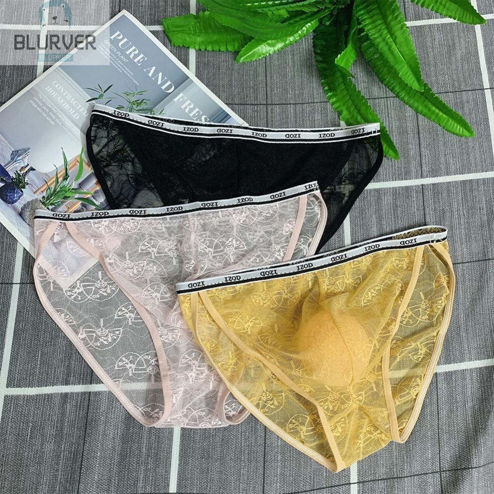 Quần Lót Nam Phối Ren Màu Hồng / Đen / Vàng / Vàng size l 2xl