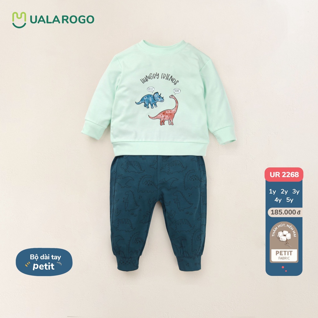 Bộ quần áo dài tay cho bé Ualarogo 1 - 5 tuổi vải Petit thoáng mát co giãn thấm hút mềm mại 2268