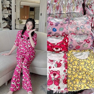 Set đồ bộ gấu hồng ống suông