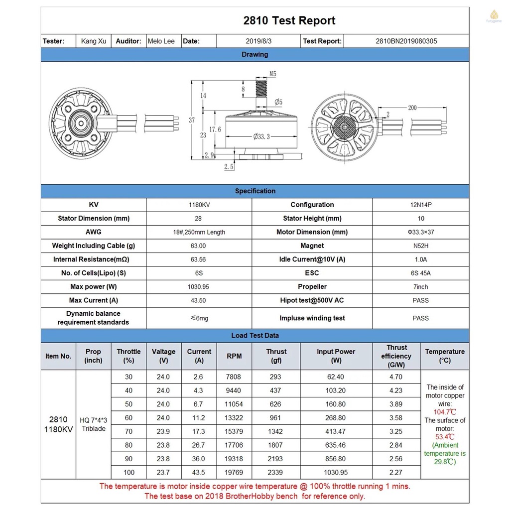 1 Động Cơ Không Chổi Than brotherhobby 2810 1500kv Cho fpv drone