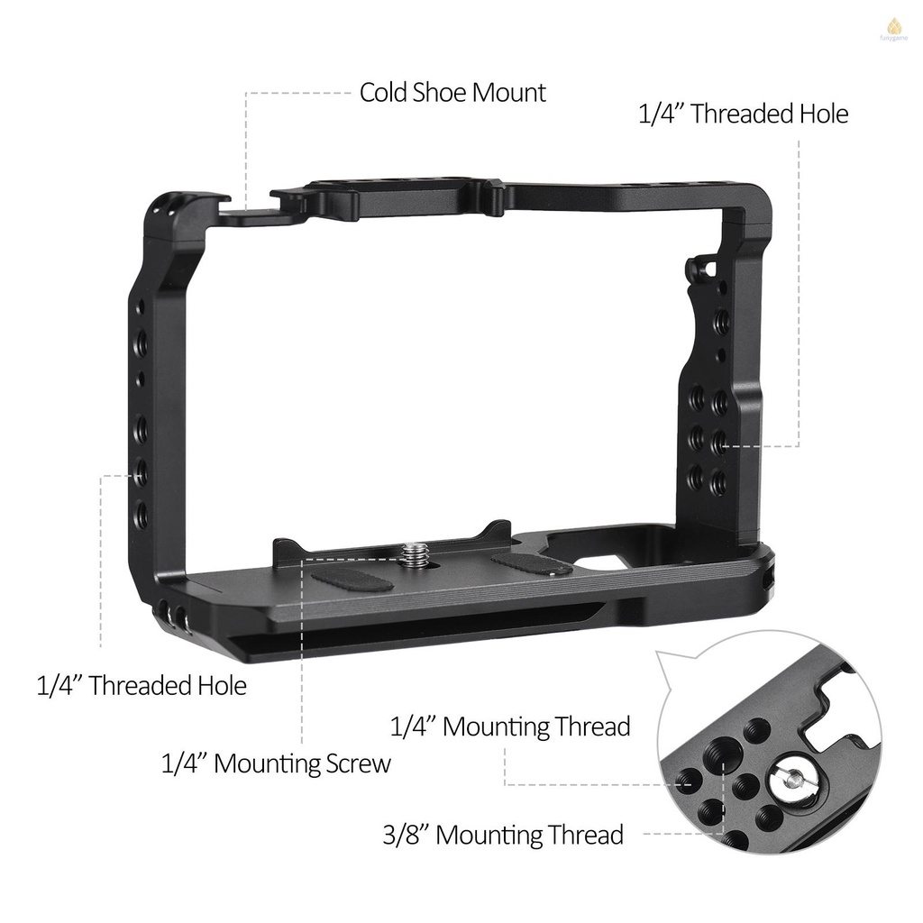 Lồng Máy Ảnh andoer Bằng Hợp Kim Nhôm Với Ngàm cold shoe 1 / 4 inch Thay Thế Cho Máy Ảnh a7c