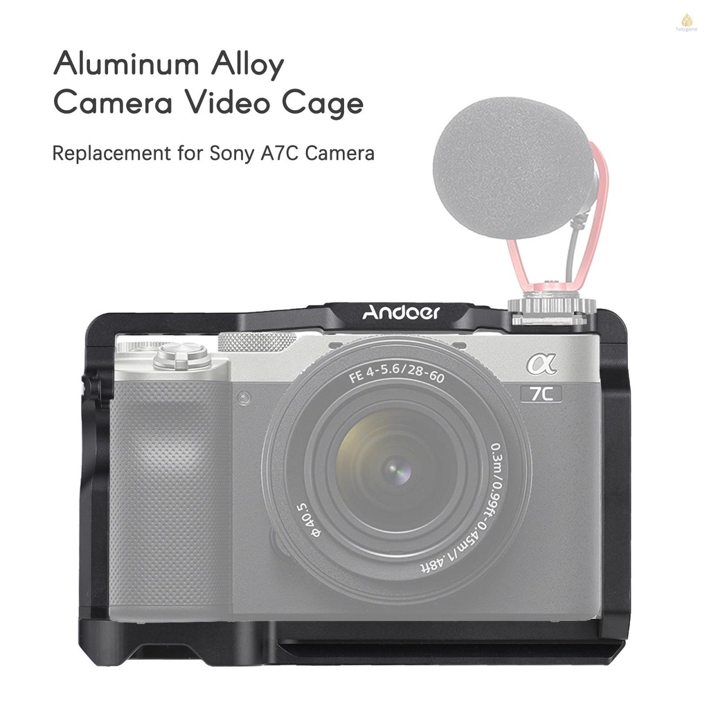 Lồng Máy Ảnh andoer Bằng Hợp Kim Nhôm Với Ngàm cold shoe 1 / 4 inch Thay Thế Cho Máy Ảnh a7c