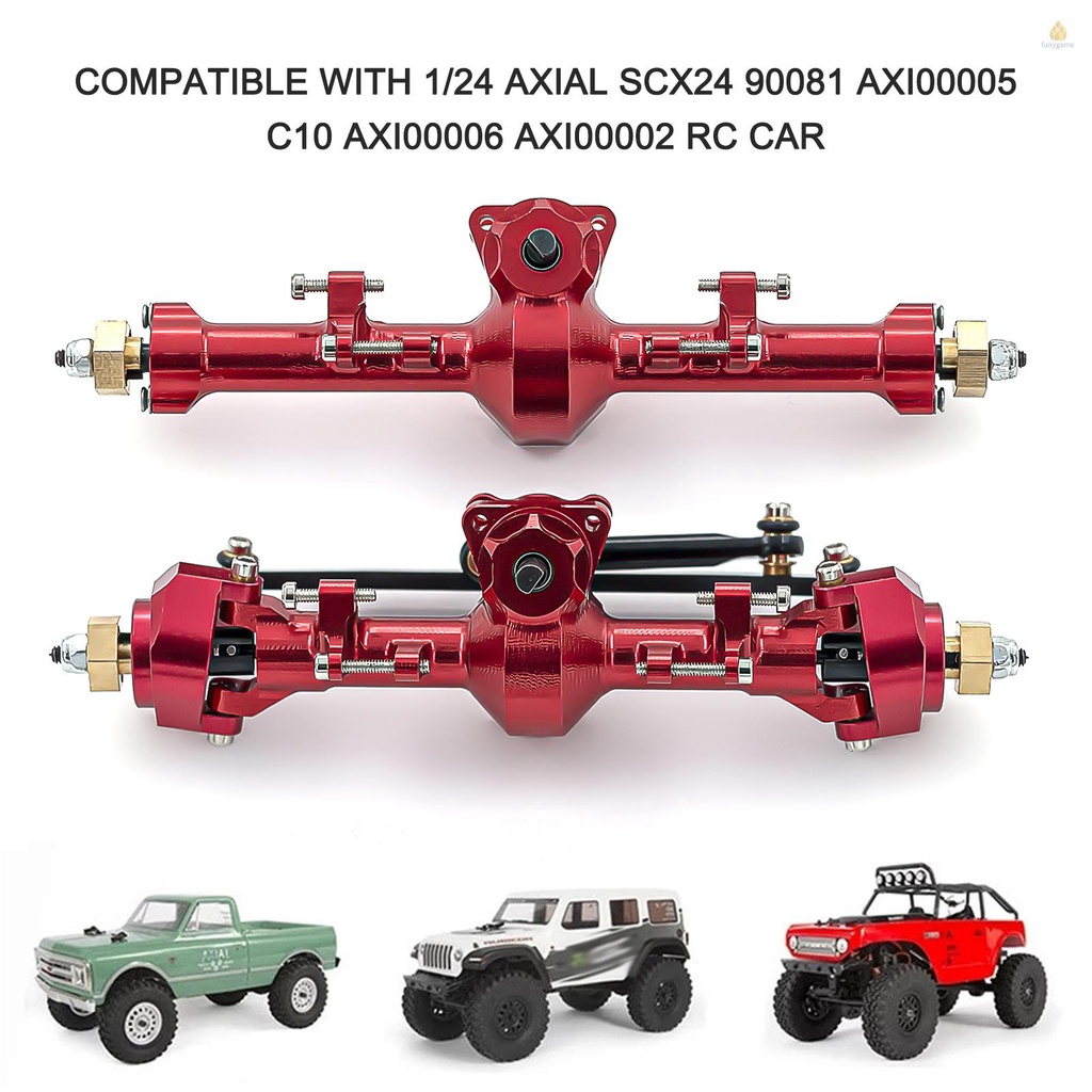 Trục Trước / Sau Bằng Hợp Kim Nhôm Thay Thế Chuyên Dụng Cho Xe Hơi Điều Khiển Từ Xa 1 / 24 axial scx24 90081 axi00005 c10 Axi0006 Axi0002 rc