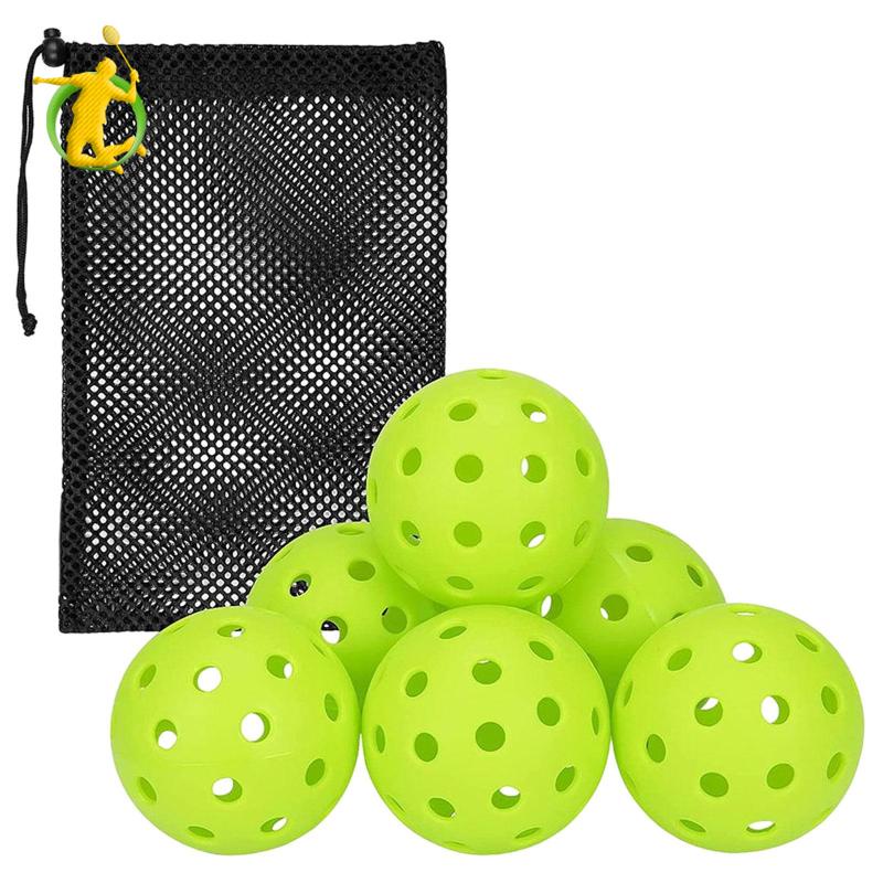 6 quả bóng pickleball, phụ kiện pickleball huấn luyện, quả bóng thi đấu chuyên nghiệp, quả bóng pickleball, quả bóng kích thước chính thức cho sân ngoài trời