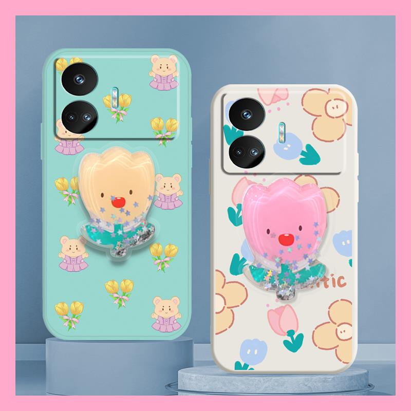 Rotatable stand Liquid silicone shell Phone Case For OPPO Realme GT Neo5 SE protective case ins Skin feel silicone