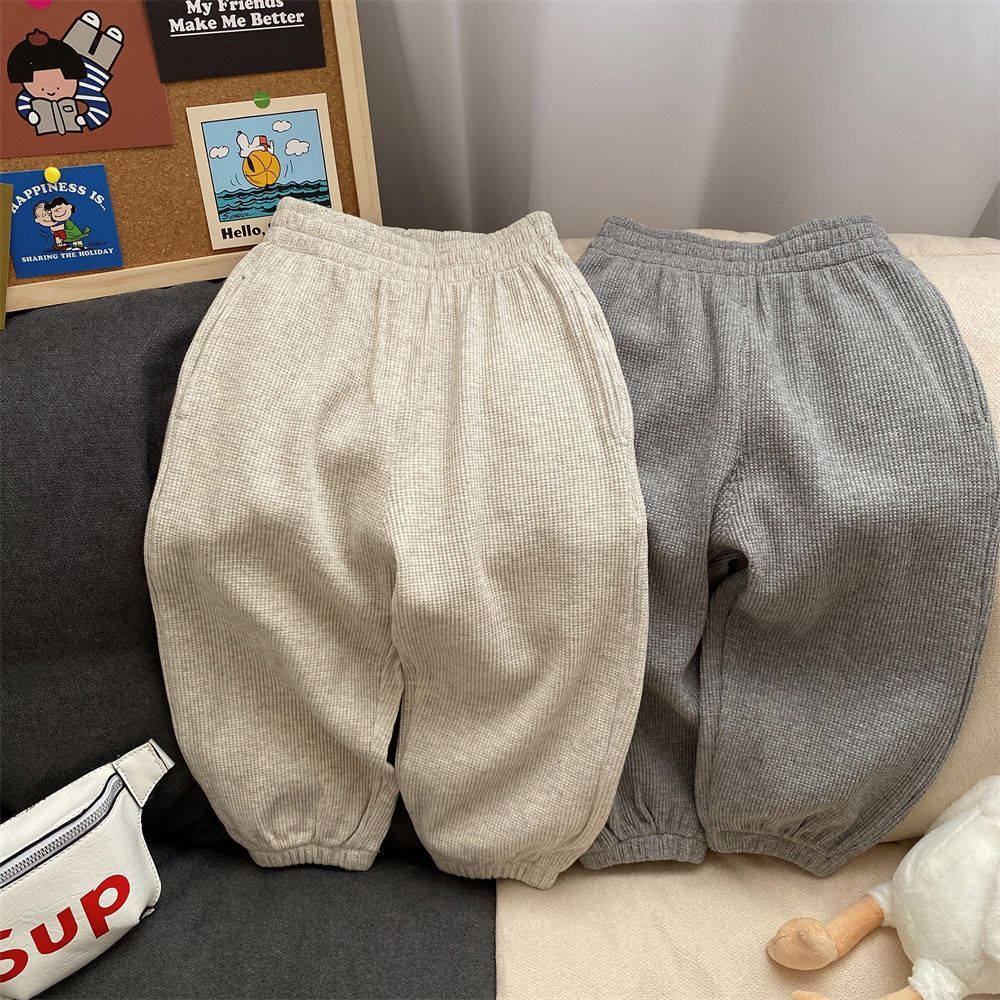 Quần Dài Dây Rút Co Giãn Thời Trang Thu Đông Đơn Giản Cho Bé Trai Bé Gái