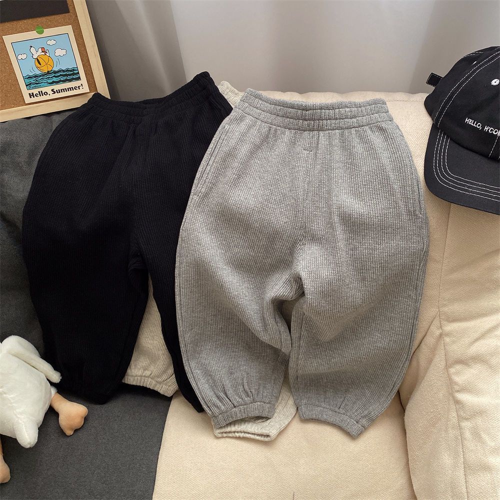 Quần Dài Dây Rút Co Giãn Thời Trang Thu Đông Đơn Giản Cho Bé Trai Bé Gái