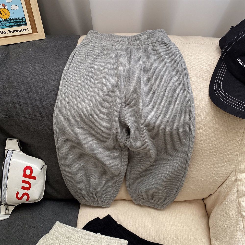 Quần Dài Dây Rút Co Giãn Thời Trang Thu Đông Đơn Giản Cho Bé Trai Bé Gái