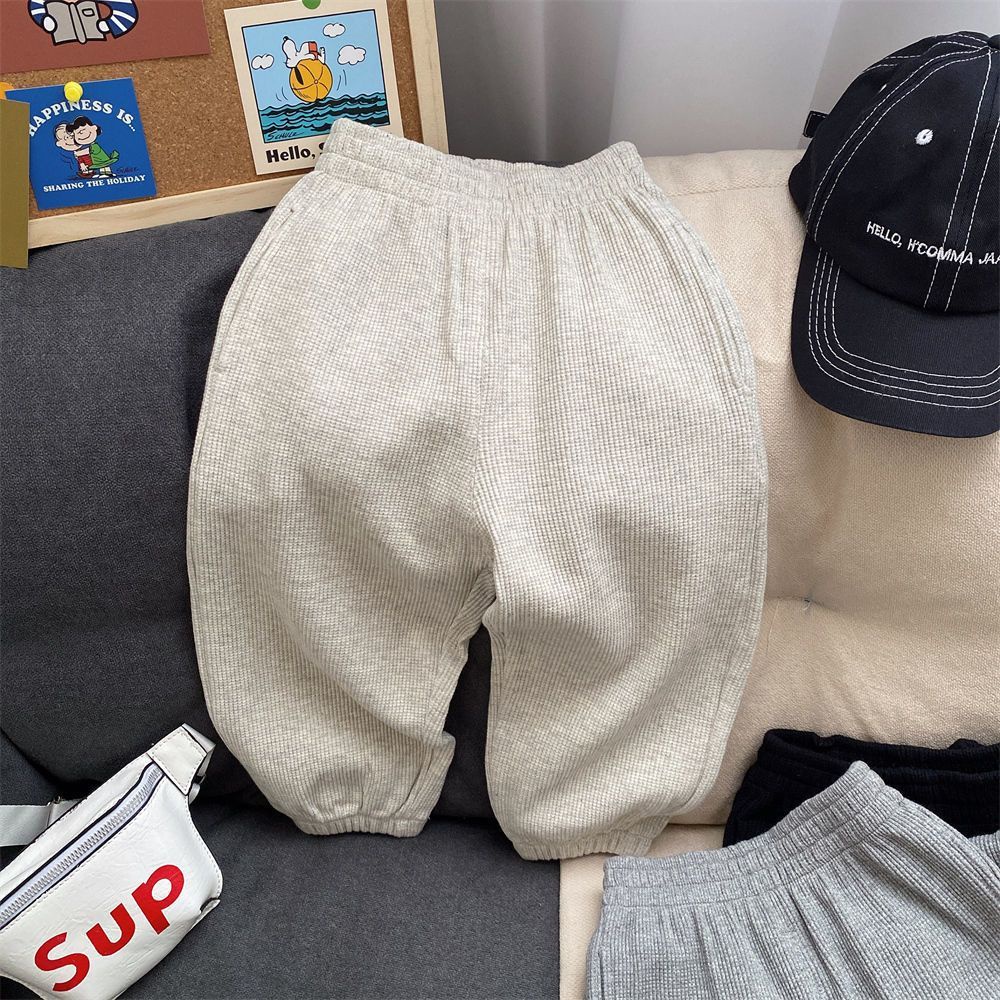 Quần Dài Dây Rút Co Giãn Thời Trang Thu Đông Đơn Giản Cho Bé Trai Bé Gái