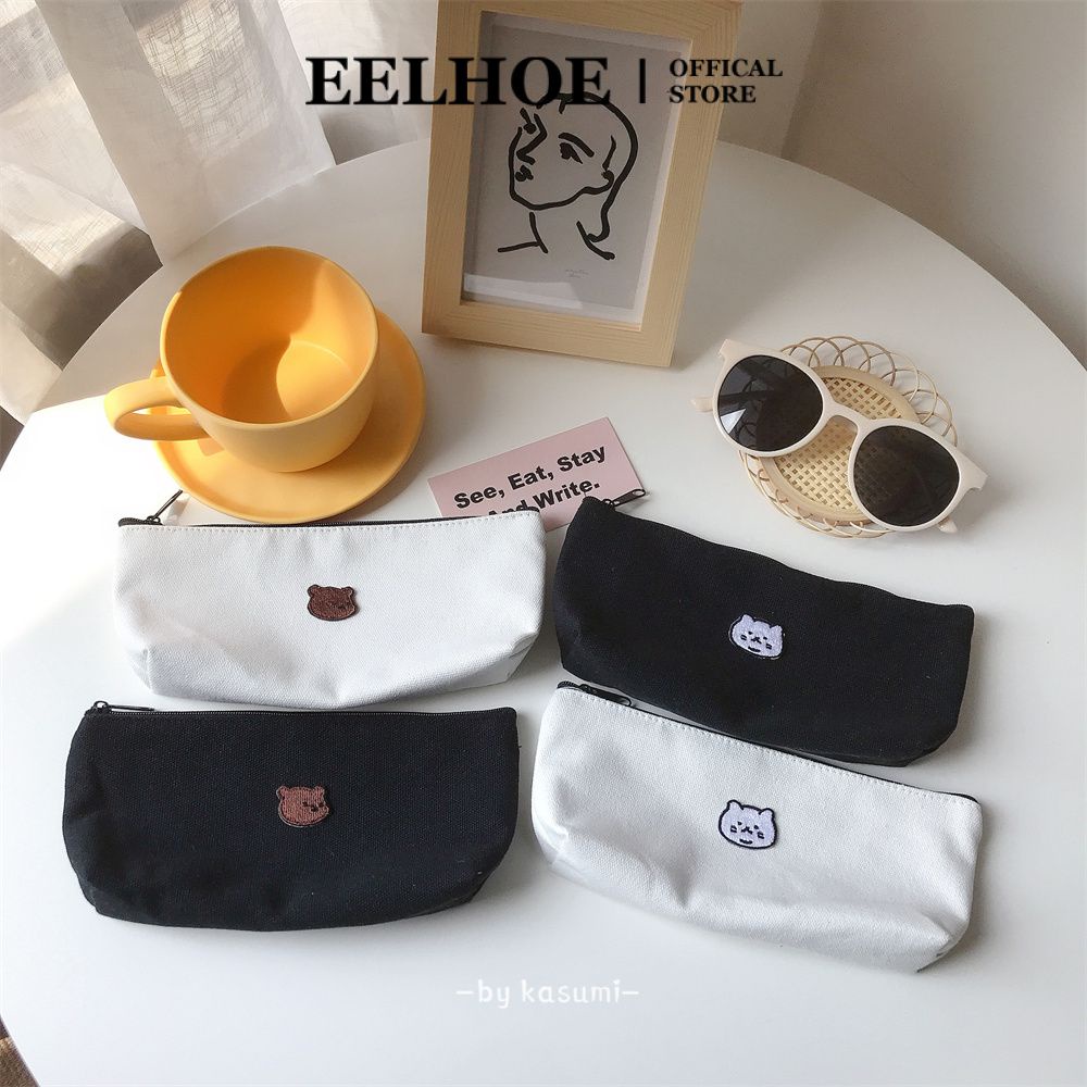 EELHOE Hộp Bút Chì Vải Lật Mềm Túi Vải Thêu Dễ Thương Hộp Đựng Hàn Quốc Túi Đựng Văn Phòng Phẩm Xinh Túi Bút Túi Cotton Hộp Bút Chì miiki_vn