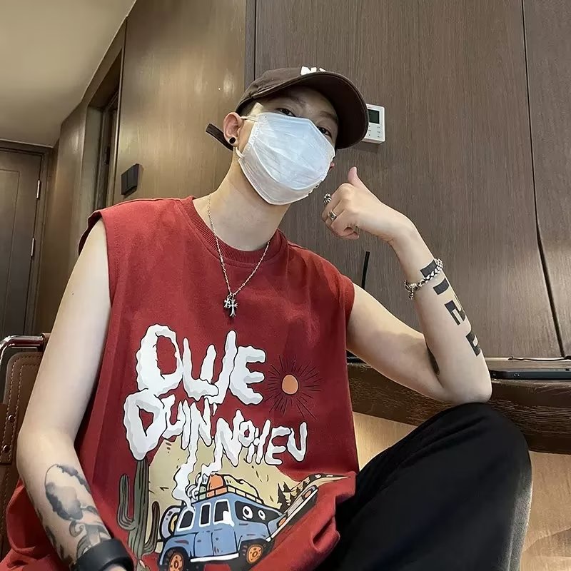 Áo Ba Lỗ Thể Thao Dáng Rộng Thoáng Khí Thoải Mái In Họa Tiết Hoạt Hình anime Thời Trang Mùa Hè Cho Nam Và Nữ