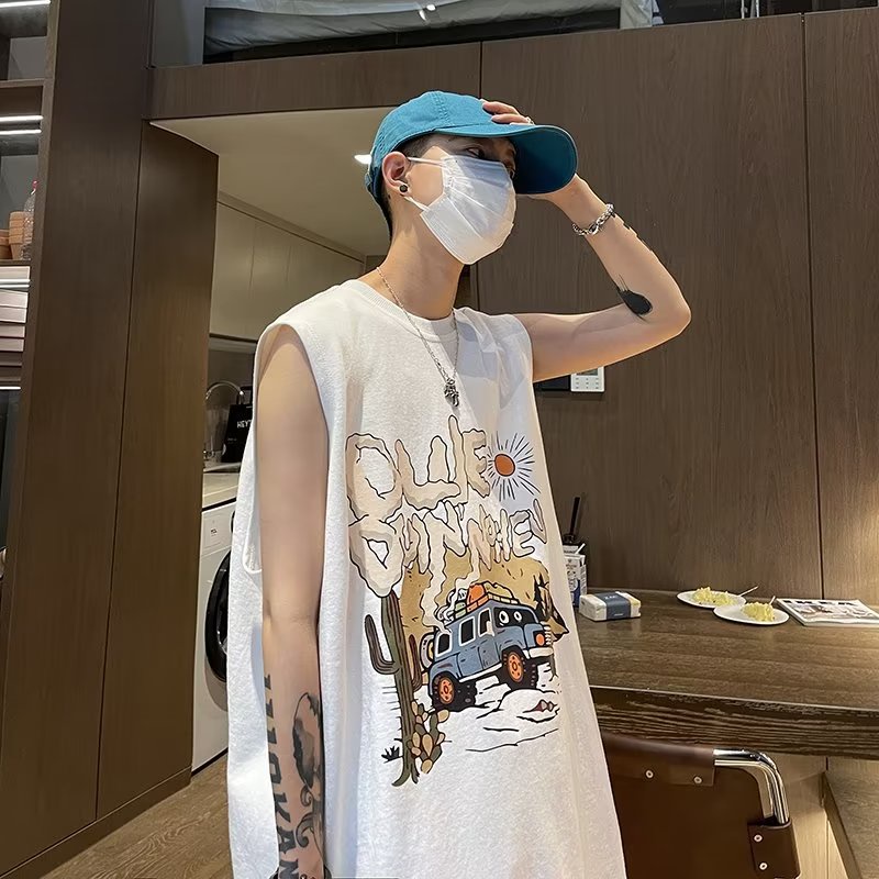 Áo Ba Lỗ Thể Thao Dáng Rộng Thoáng Khí Thoải Mái In Họa Tiết Hoạt Hình anime Thời Trang Mùa Hè Cho Nam Và Nữ