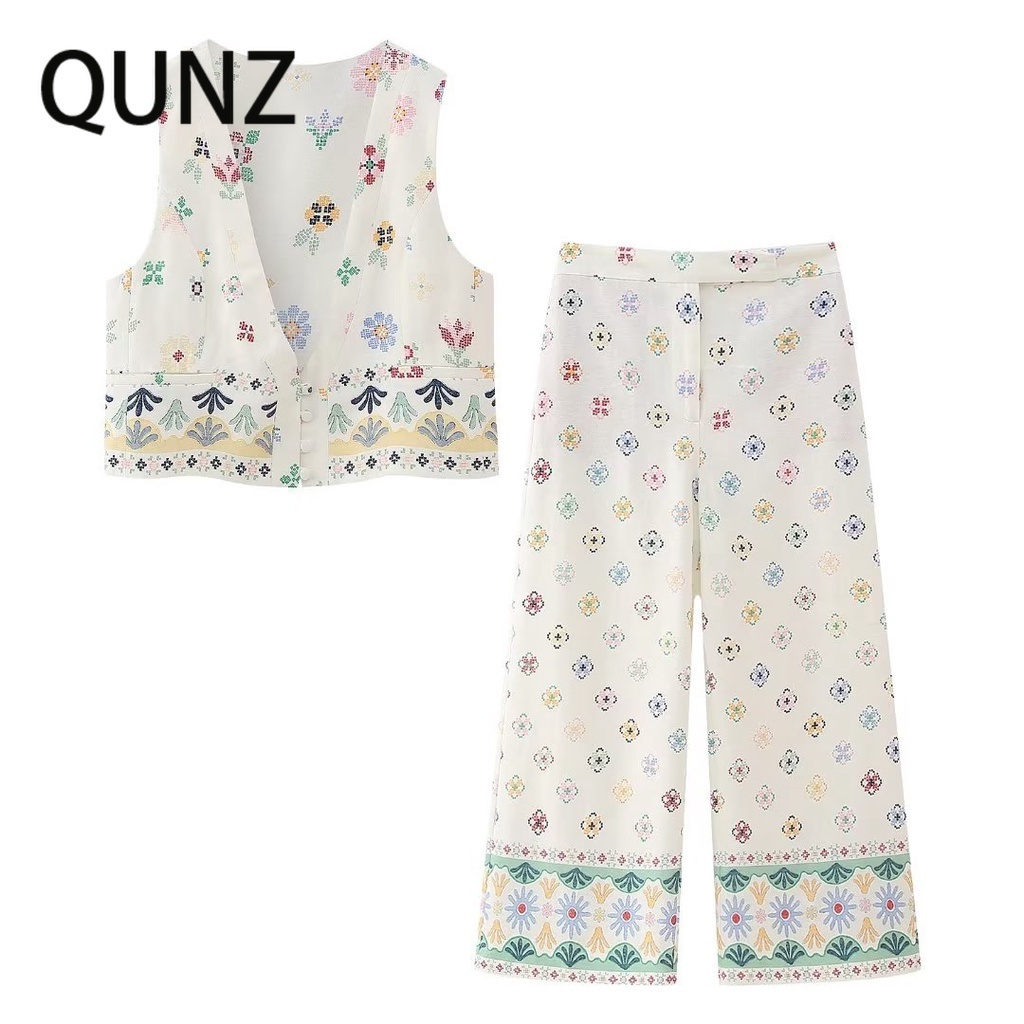 Áo vest + Quần In Họa Tiết qunz Pha Trộn 6010