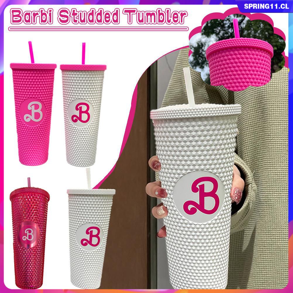 Cốc Uống Nước Hai Lớp Kèm Ống Hút Họa Tiết Phim barbie Màu Hồng Giá Trị Cao Dành Cho Bạn Gái