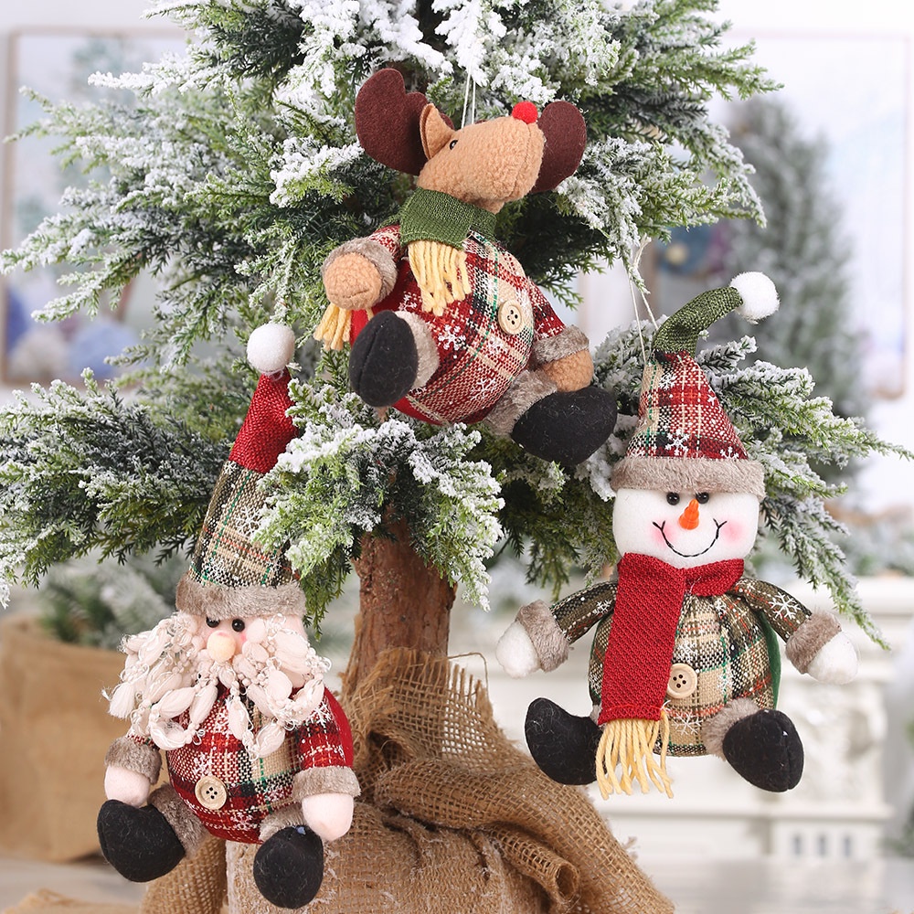 Dễ Thương Búp Bê Vải Hình Ông Già Noel / Người Tuyết / Gấu Bông Đang Nhảy Múa Trang Trí Cây Thông Giáng Sinh / Năm Mới