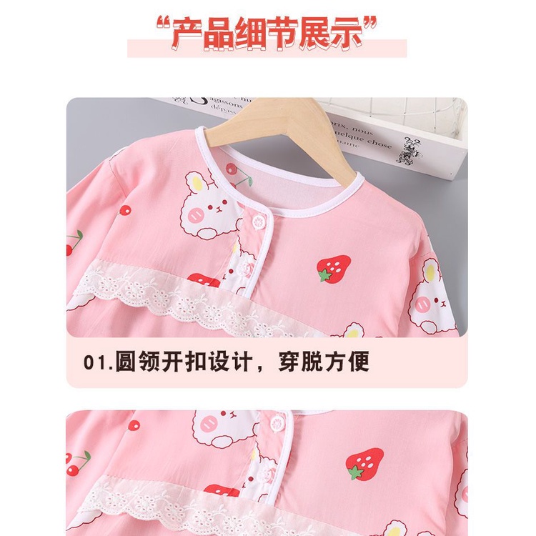 Bộ Đồ Ngủ Tay Dài Chất Liệu cotton Phối Ren Mỏng Thời Trang Mùa Hè Cho Mẹ Và Bé Kích Thước 80-175cm