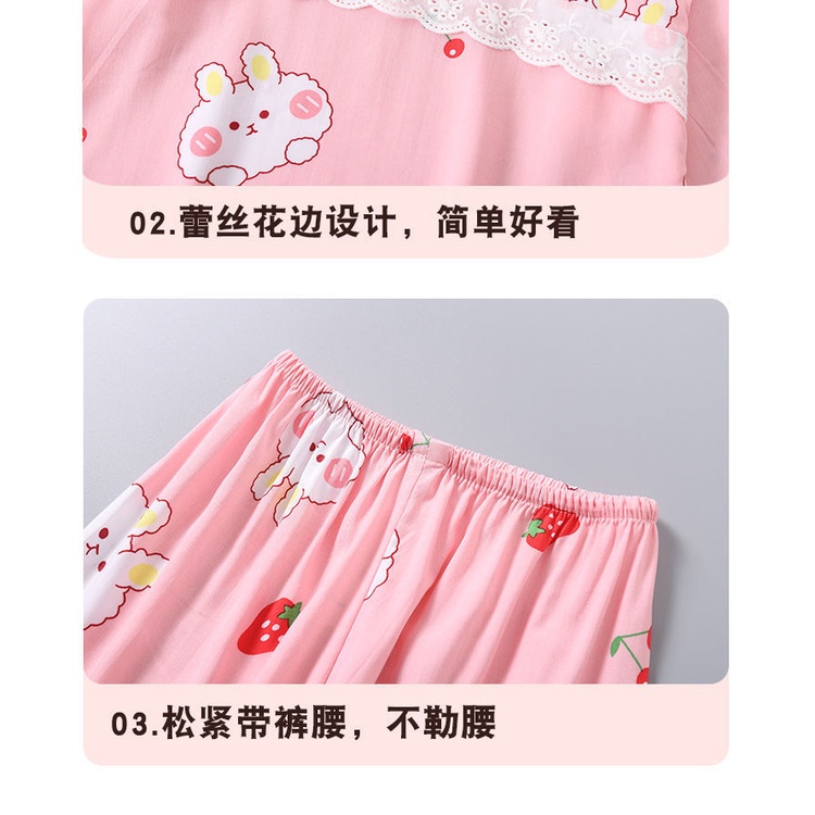 Bộ Đồ Ngủ Tay Dài Chất Liệu cotton Phối Ren Mỏng Thời Trang Mùa Hè Cho Mẹ Và Bé Kích Thước 80-175cm