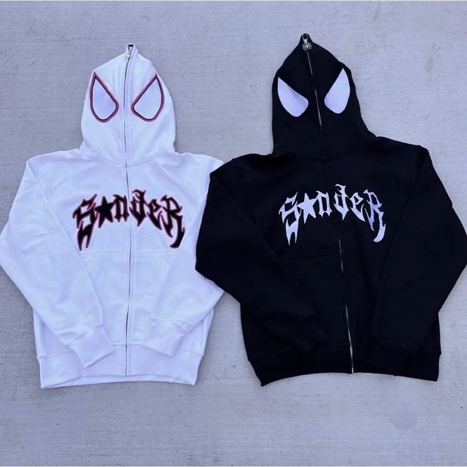 Áo hoodie Tay Dài Dáng Rộng In Hình Nhện Phong Cách punk Hiphop Đường Phố