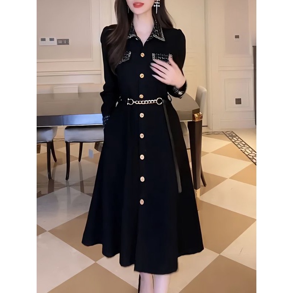 Đầm polo Dáng Ôm Cổ Hẹp Cao Cấp Thời Trang Xuân Thu Kiểu Mới