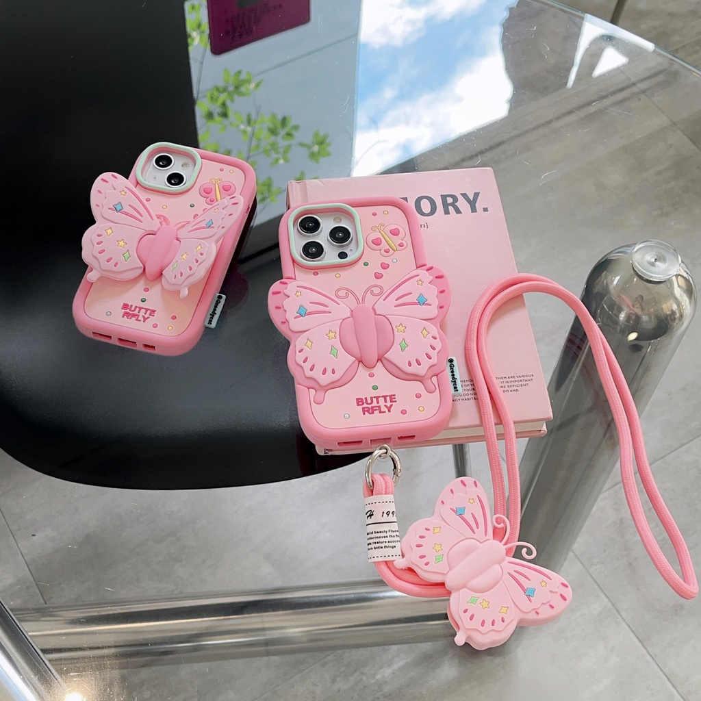 Ốp Điện Thoại silicone Mềm Hình Cánh Bướm Màu Hồng Cho iphone 15 / 15 pro max 11 / 12 / iphone13 / 14 pro max xsmax xr