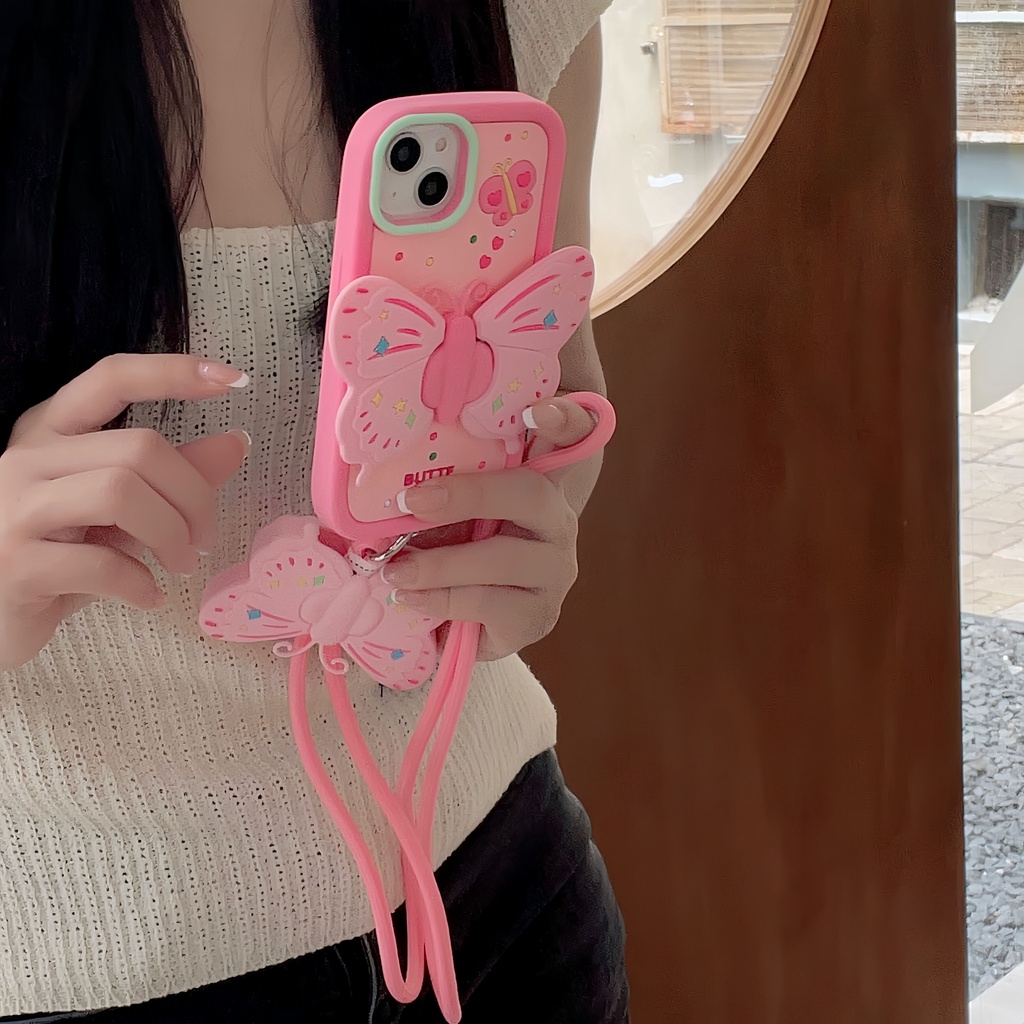 Ốp Điện Thoại silicone Mềm Hình Cánh Bướm Màu Hồng Cho iphone 15 / 15 pro max 11 / 12 / iphone13 / 14 pro max xsmax xr